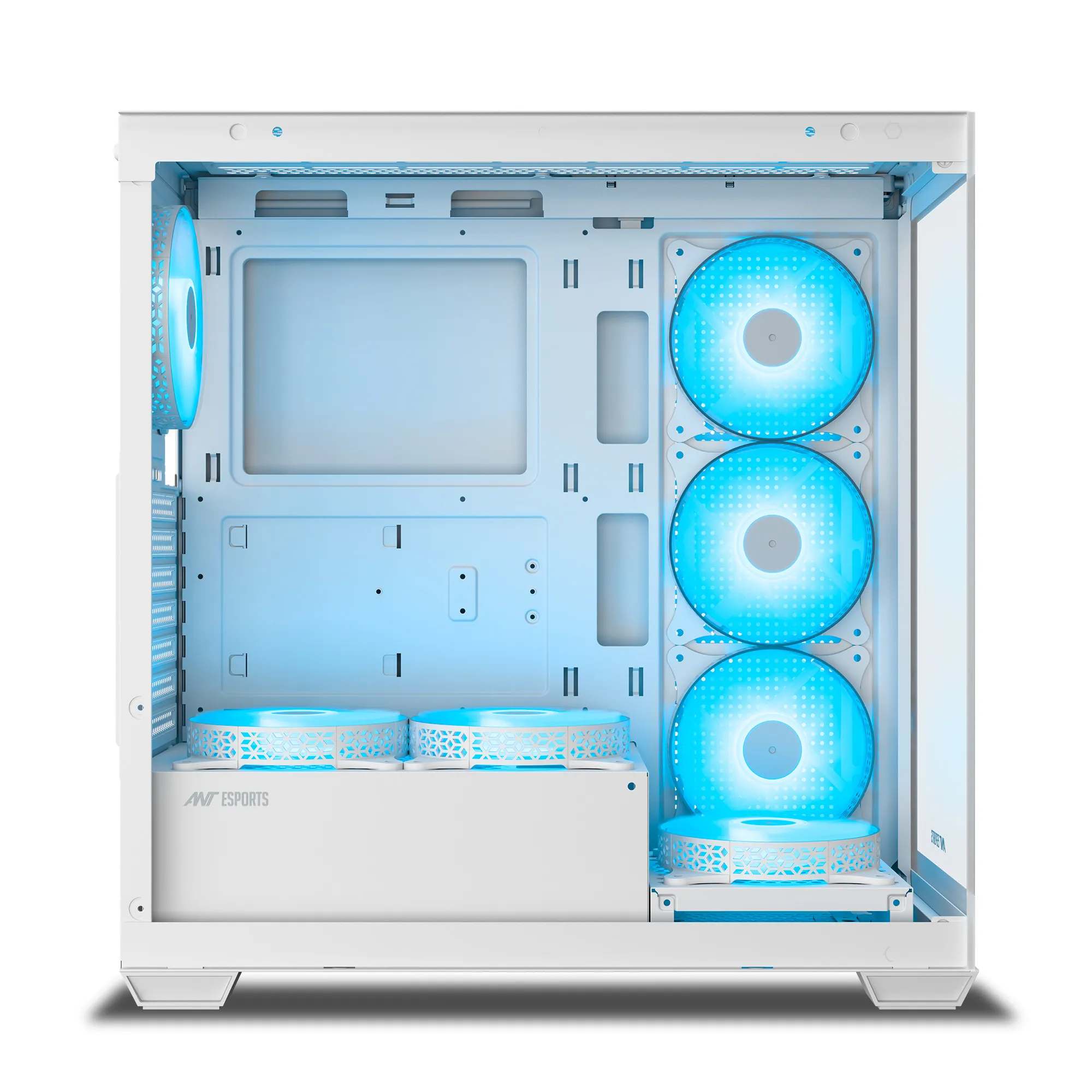 Ant Esports Gaming Cabinet Crystal x7 White with Type-C view 2